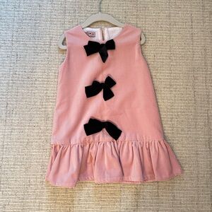 Brand New Phi Clothing Size 4 Pink Sleeveless Kids Dress with Black Bows